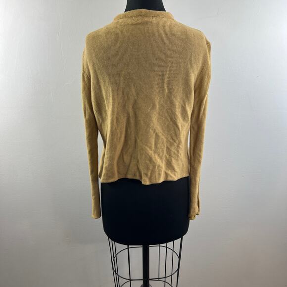 ESTEVE Wool Blend Yellow Sweater Long Sleeves Ruffle Neck Pullover Size 42 US 10 - Picture 7 of 10